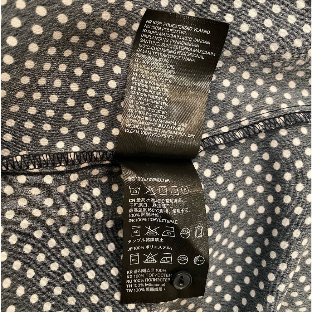 H&M polka dot ruffled long sleeve shirt black and white size 8 - Picture 6 of 6